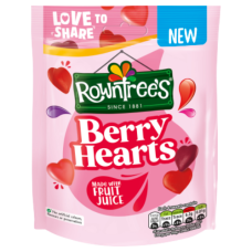 ROWNTREE - BERRY HEARTS POUCH - KẸO DẺO HÌNH TRÁI TIM -- VỊ DÂU CÁC LOẠI